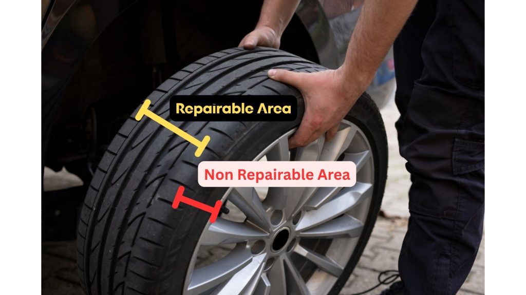 Example of tyre damage where we recommend replacement